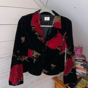 Vintage Emma James Blazer Black with Floral Pattern
